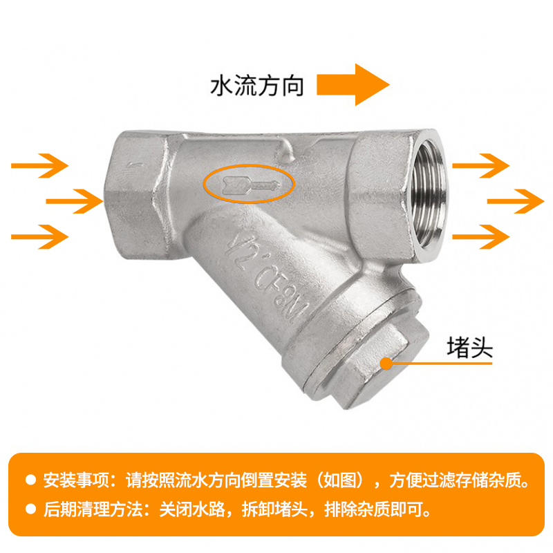 正品304不锈钢Y型过滤器